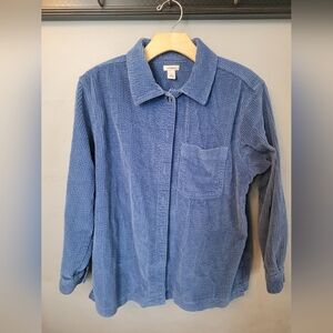 L.L. Bean Women's Shirt in Blue Corduroy Cabincore Casual